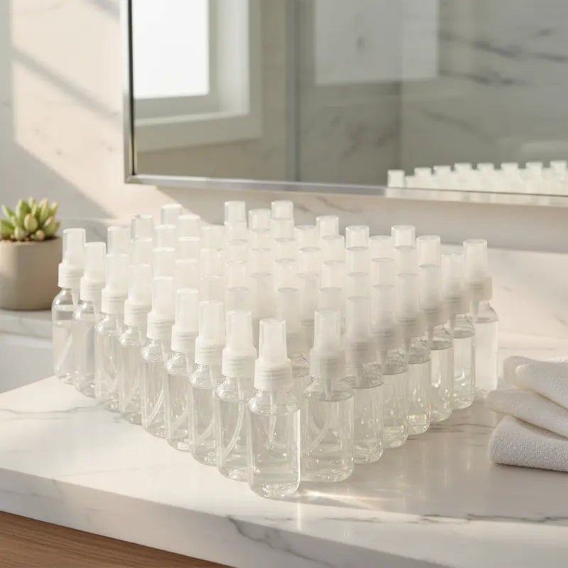Botella PET de 60 ml con Atomizador | Ámbar, Blanco y Transparente