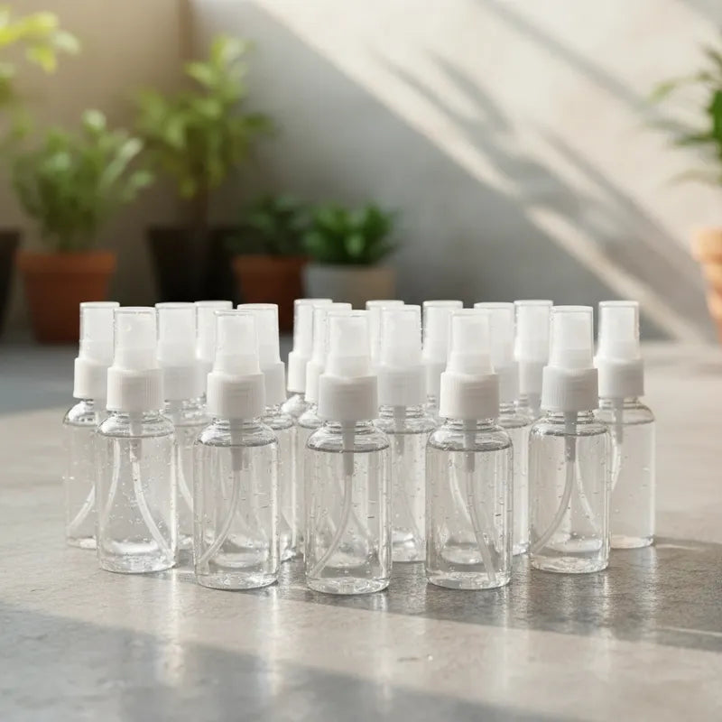 Botella PET de 60 ml con Atomizador | Ámbar, Blanco y Transparente