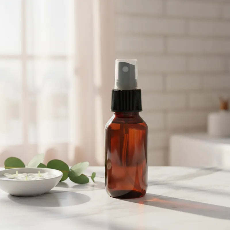 Botella PET de 60 ml con Atomizador | Ámbar, Blanco y Transparente
