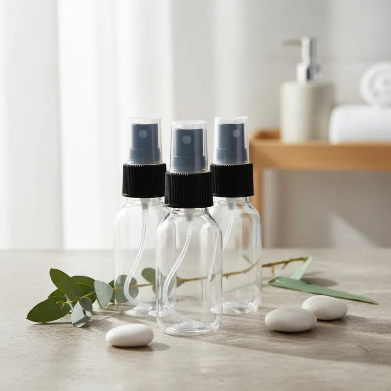 Botella PET de 60 ml con Atomizador | Ámbar, Blanco y Transparente
